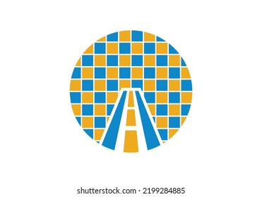 Road Block Digital O Shaped Icon Logo Design Template White Background