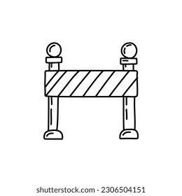 Road block doodle in icon vector. road barrier doodle icon outline.