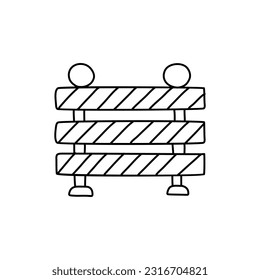 Road block doodle in icon vector. road barrier doodle icon outline.