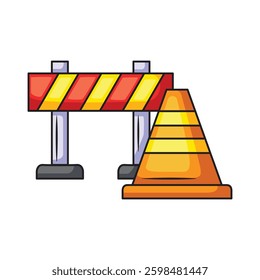 Road blockade and cone icon vector design 