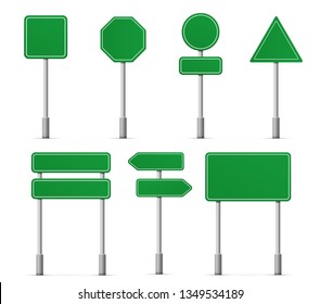 Road board highway signs icons. Vector street sighboard information pointer or road signs mockup template for street direction on white empty background