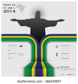 Road To Brazil 2014 Football Tournament Sport Infographic Design Template