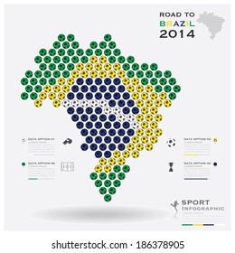 Road To Brazil 2014 Football Tournament Sport Infographic Background Design Template