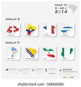 Road To Brazil 2014 Football Tournament Sport Infographic Background Design Template