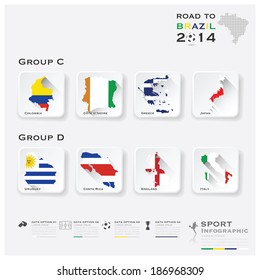 Road To Brazil 2014 Football Tournament Sport Infographic Background Design Template