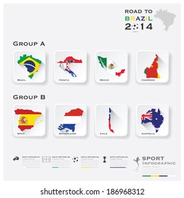 Plantilla De Diseño De Fondo Infográfico Del Torneo De Fútbol Brasil 2014