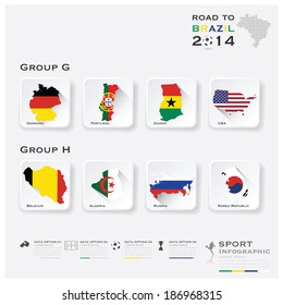 Road To Brazil 2014 Football Tournament Sport Infographic Background Design Template