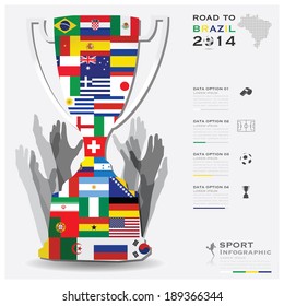 Road To Brazil 2014 Football Tournament Sport Infographic Background Design Template