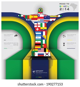 Road To Brazil 2014 Football Tournament Background Design Template