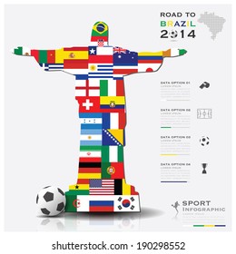 Road To Brazil 2014 Football Tournament Sport Infographic Background Design Template