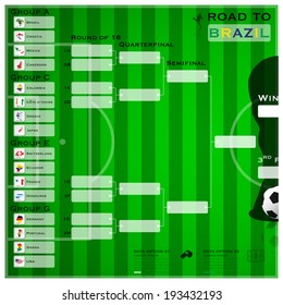 Road To Brazil 2014 Football Tournament Sport Infographic Background Design Template