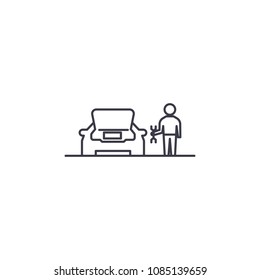 road breakdown vector line icon, sign, illustration on background, editable strokes