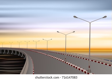 Road bridge on the sea landscape graphic vector