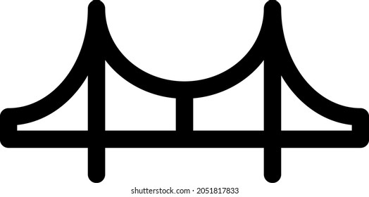 Road Bridge Outline Vector Icon Design
