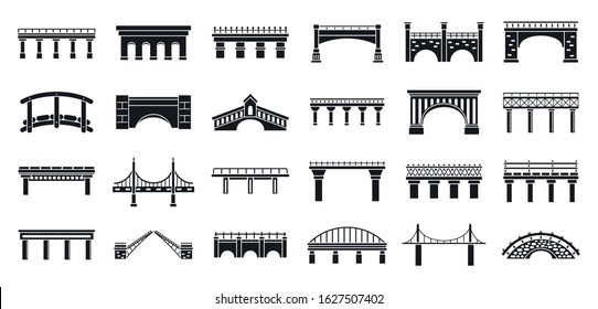 Road bridges icons set. Simple set of road bridges vector icons for web design on white background