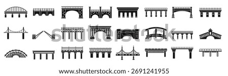 Road bridges icons set. Simple set of road bridges vector icons for web design on white background
