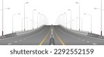 Road bridges and light pole isolated on white background. Graphic vector