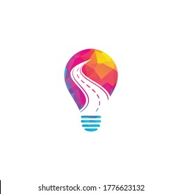 Road bulb shape concept vector logo design template. Creative road journey logo design.
