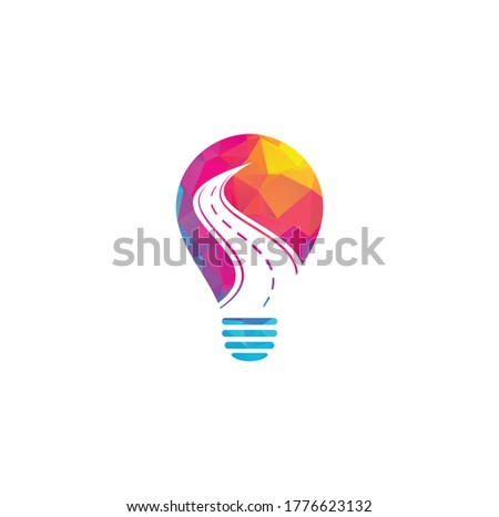 Road bulb shape concept vector logo design template. Creative road journey logo design.
