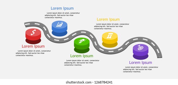 Road business flat design infographic vector.