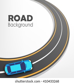 Road with Car on White Background