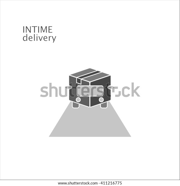 Road cargo transportation and \
logistics monochrome concept. Flat stile vector illustration\
isolated on background. It can be used as pictogram or\
icon.