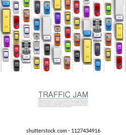 Road cars transport, traffic jam background. Vector illustration