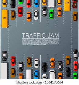 Road cars transport, traffic jam background. Vector illustration