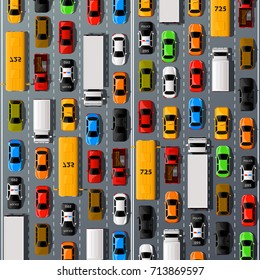 Road cars transport, traffic jam background. Vector illustration