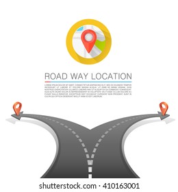 Road choice, Road arrow cover, Road way location, Vector background