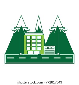 road with city buildings