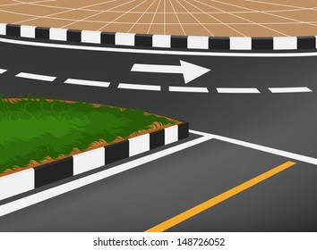 The road in city cartoon vector background
