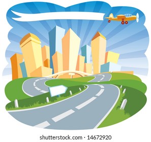 Road to a city center