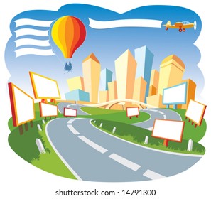 Road to a city center, nice template for a web page.