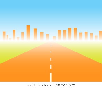 The road to the city Empty Street Vector Illustration