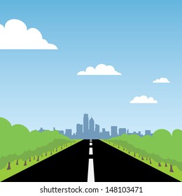 road to city landscape 