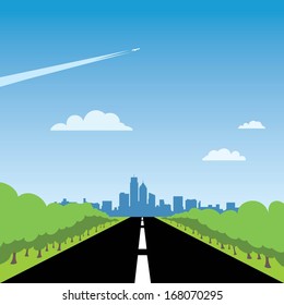 road to city landscape 