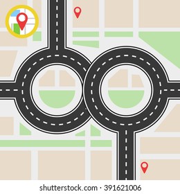 The road in city. Navigation path.