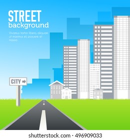 road to the city on flat style background concept. Vector illustration design