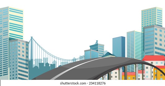 A road at the city on a white background 