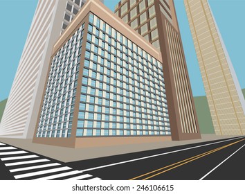 Road and city scene,residential building vector background