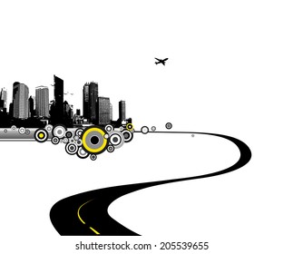 Road to city. Vector art