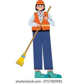 Limpiador de carreteras plana ilustración multicolor