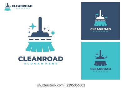 Road cleaning logo vector. Cleaning service business logo template design concept.