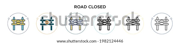Road closed icon\
in filled, thin line, outline and stroke style. Vector illustration\
of two colored and black road closed vector icons designs can be\
used for mobile, ui, web