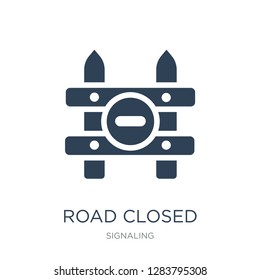 road closed icon vector on white background, road closed trendy filled icons from Signaling collection, road closed vector illustration