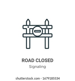Icono de vector de contorno cerrado por carretera. Icono de carretera negra delgada, ilustración de elemento simple vectorial plano del concepto de señalización editable trazo aislado en fondo blanco