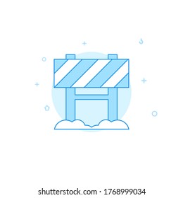 Icono vectorial de señas cerradas por carretera. Ilustración plana. Estilo de línea relleno. Diseño monocromo azul. Trazo editable. Ajustar el peso de la línea.
