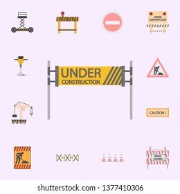 road closed street barrier on road colored icon. Building materials icons universal set for web and mobile