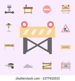 road closed street barrier on road colored icon. Building materials icons universal set for web and mobile